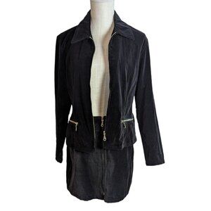 VTG 90s Black Velvet Jacket & Mini Skirt Set